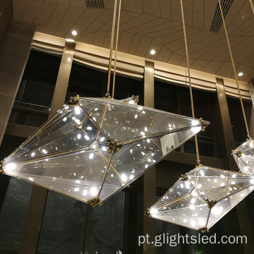 Candelabro de cristal moderno e personalizável com lustre grande